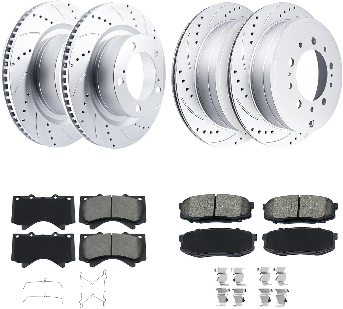 BETTHAND Front And Rear Brake Pads And Rotors Compatible With Toyota | For 07-21 Tundra, 08-22 Sequoia, 16-21 Land Cruiser / Lexus LX570, Geomet-Coated Anti-Rust Discs & Noise-Free Ceramic Pads