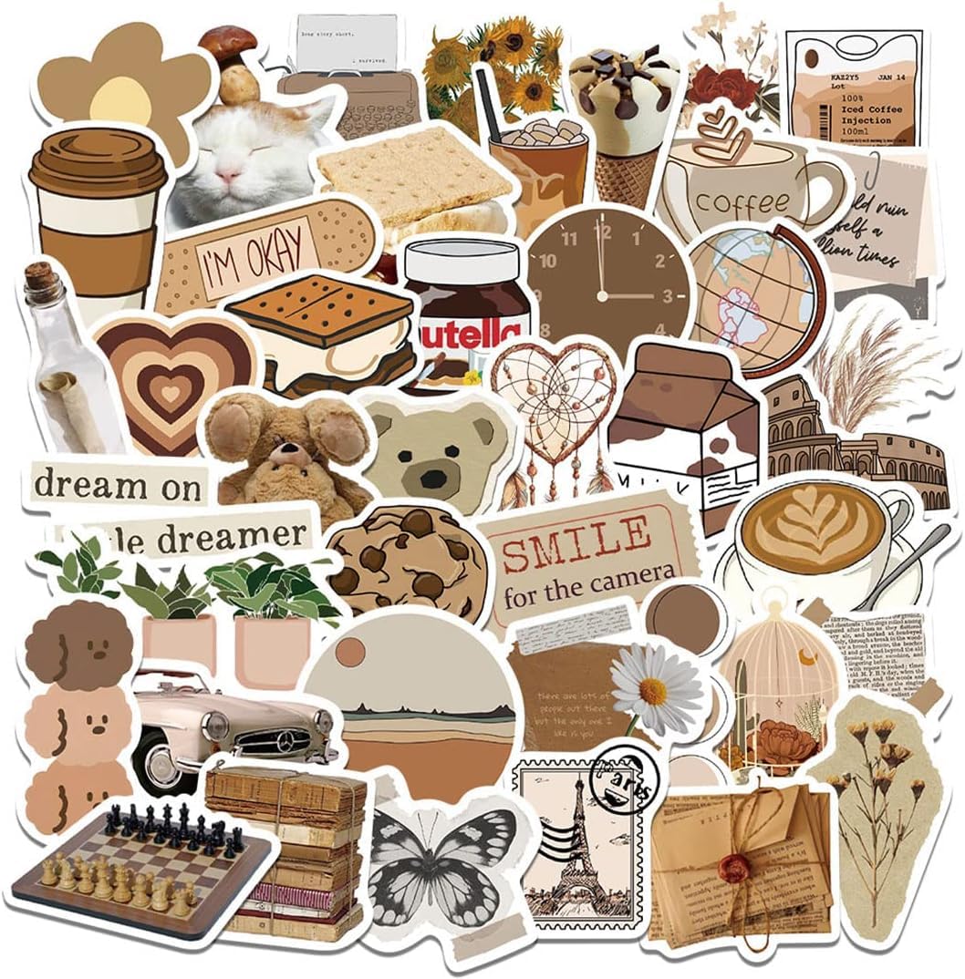 Sticker Chahiye 50 Pcs Vintage Aesthetic Stickers Waterproof Vinyl Decals for Laptops, Water Bottles, Journals, Scrapbooks, Travel Cases, Guitars, and Luggage. for Kids and Teens. (Brown Vintage) (B0DDCVHXTL) Amazon Price History, Amazon Price Tracker