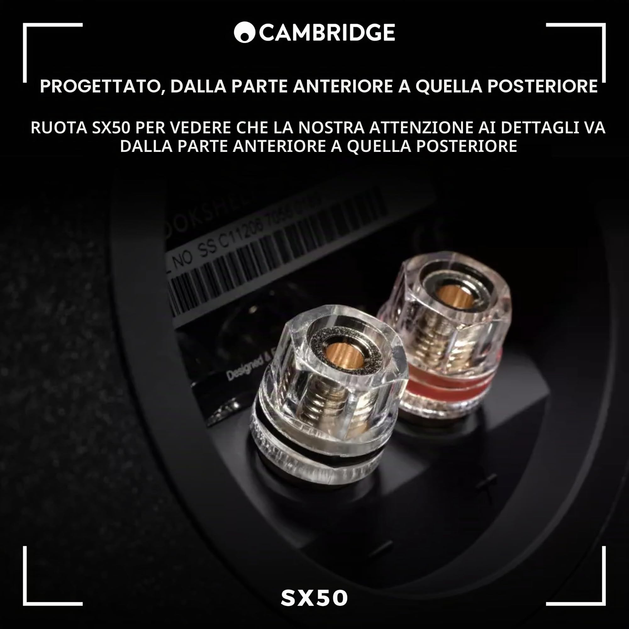 Cambridge Audio SX50 - Coppia di altoparlanti da scaffale passivi compatti cablati per impianto HiFi o Home Cinema, ottimizzati per una risposta in frequenza fluida e uniforme, colore: Nero opaco