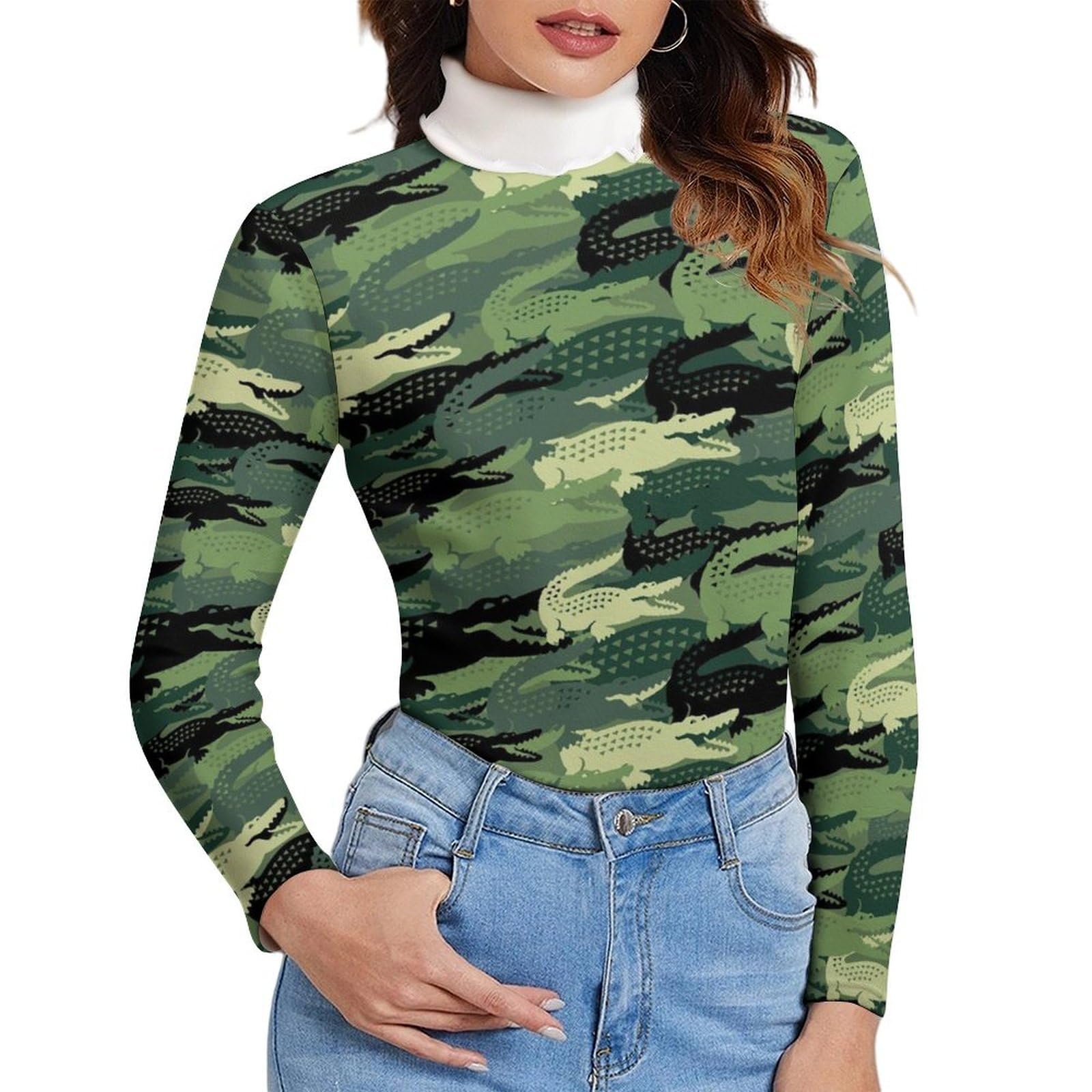 Amazon.co.jp: セーター レディース ニット 迷彩柄 カモフラージュ 鰐