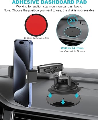 Tractor Phone Holder, Strong Suction Cup Phone Mount for Farming Machine, [360° Metal Arm & Sturdy Clip] Tractor Windshield Cellphone Cradle for iPhone, Galaxy, all 4-7 inch Smartphone