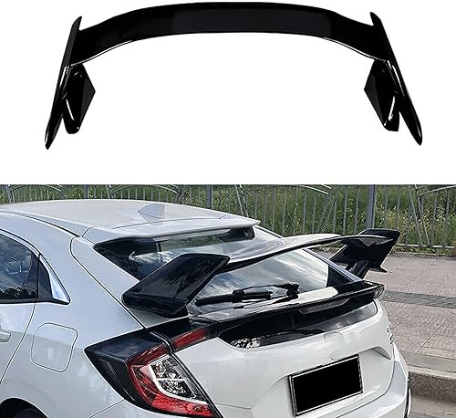 NINTE Alerón para Honda Civic 5Dr 2016-2021 Hatchback, ABS pintado negro brillante estilo Type-R estilo trasero maletero divisor ala