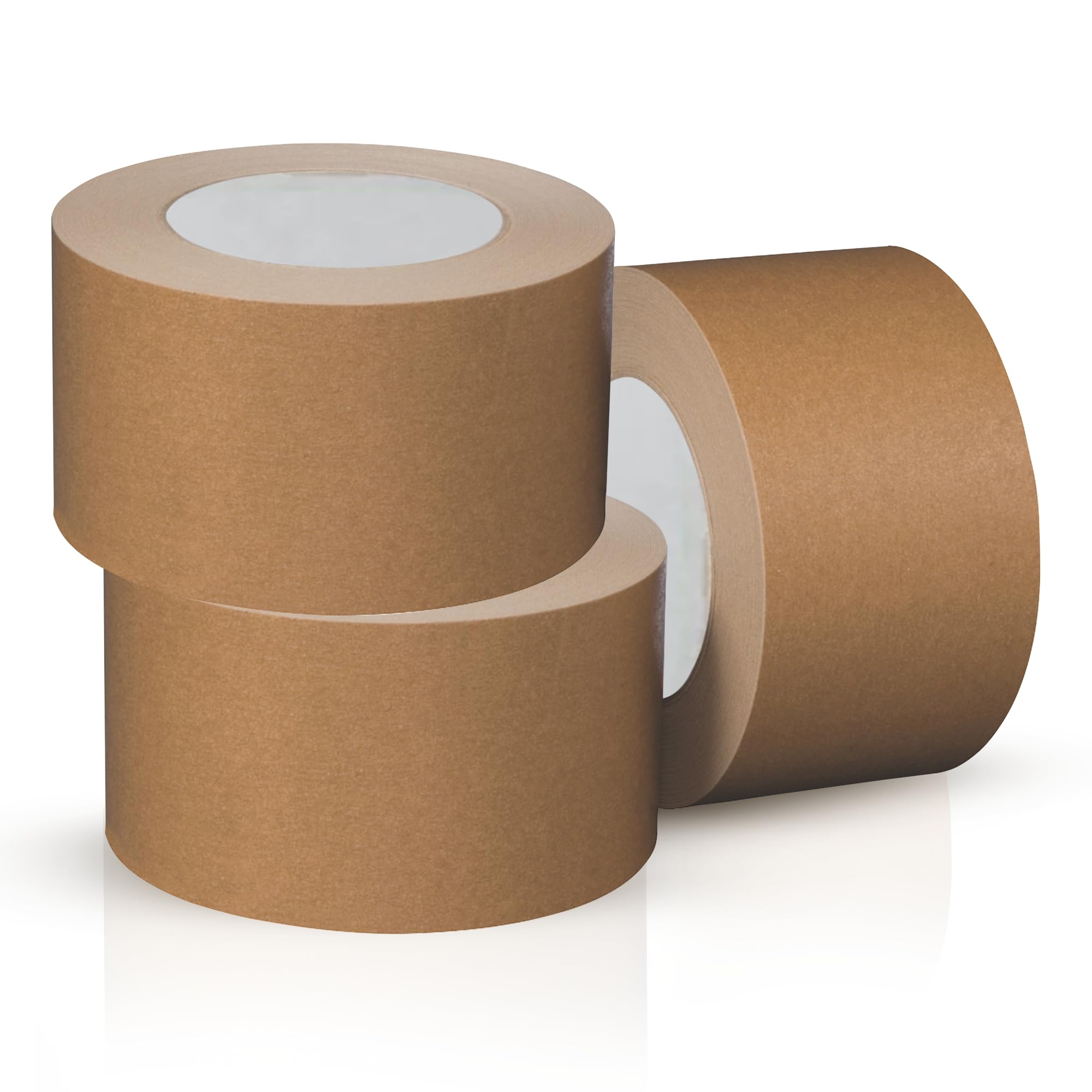 Simplz Heavy Duty Wide Kraft Paper Tape 75mm x 50m, 3 Rolls | Brown Self Adhesive Paper Packing Tape for Large Boxes, Cartons, Parcels & Shipping