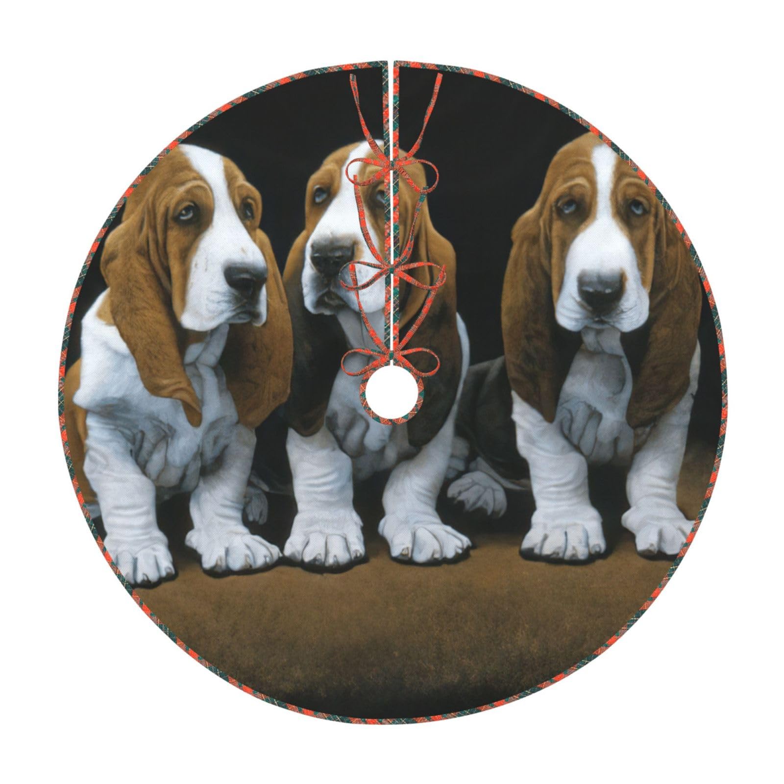 Tapis de sapin de Noël imprimé chiots jupe de sapin classique rustique