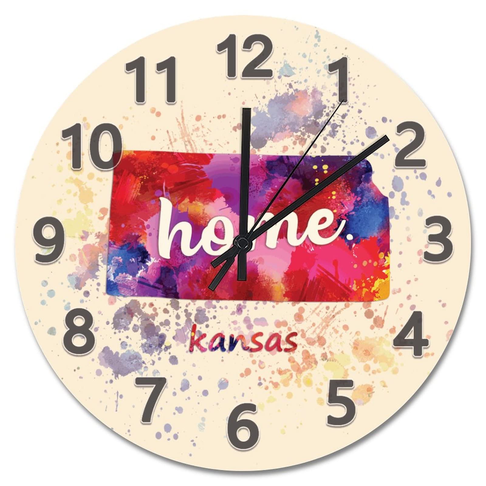 Horloge murale moderne Kansas pour décorer le salon et la cuisine en aquarelle