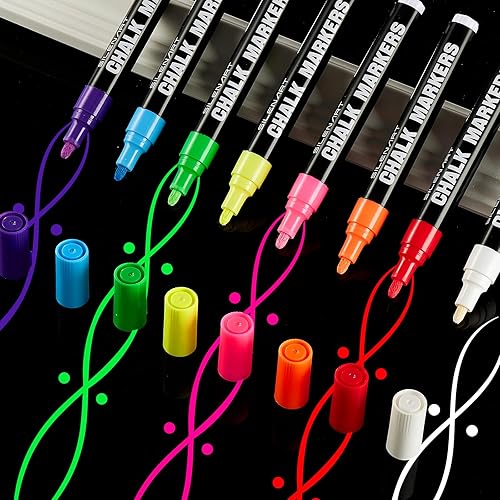 Miniatura 7 de SILENART Marcadores de tiza morada para pizarra, rotulador de tiza líquida para pizarra, pizarra de calendario de borrado en seco, tablero de menú