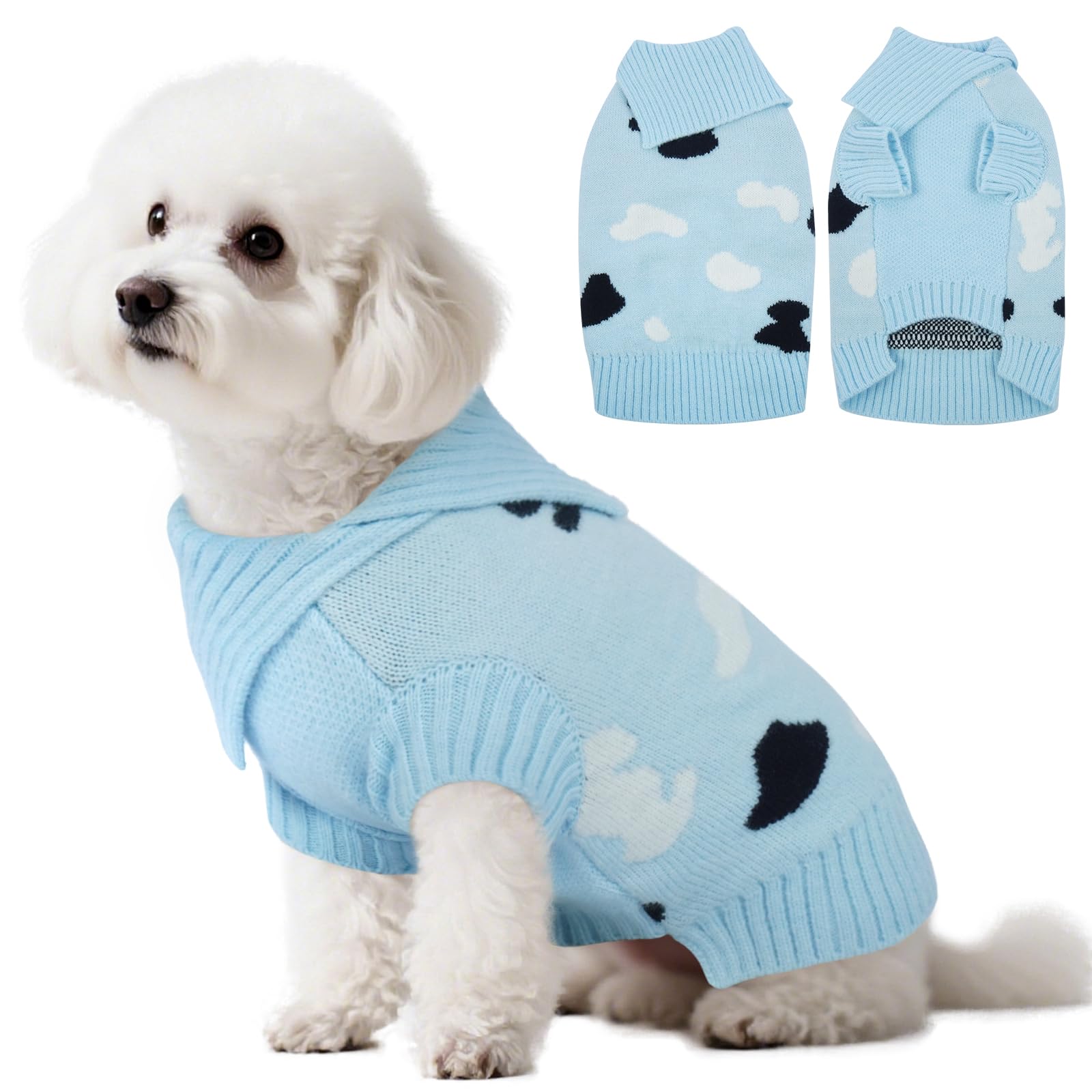 Kuoser M Dog Jumper with Turtleneck, Warm Knitted Sweater for Medium Dogs Soft Stretchy Winter Dog Clothes