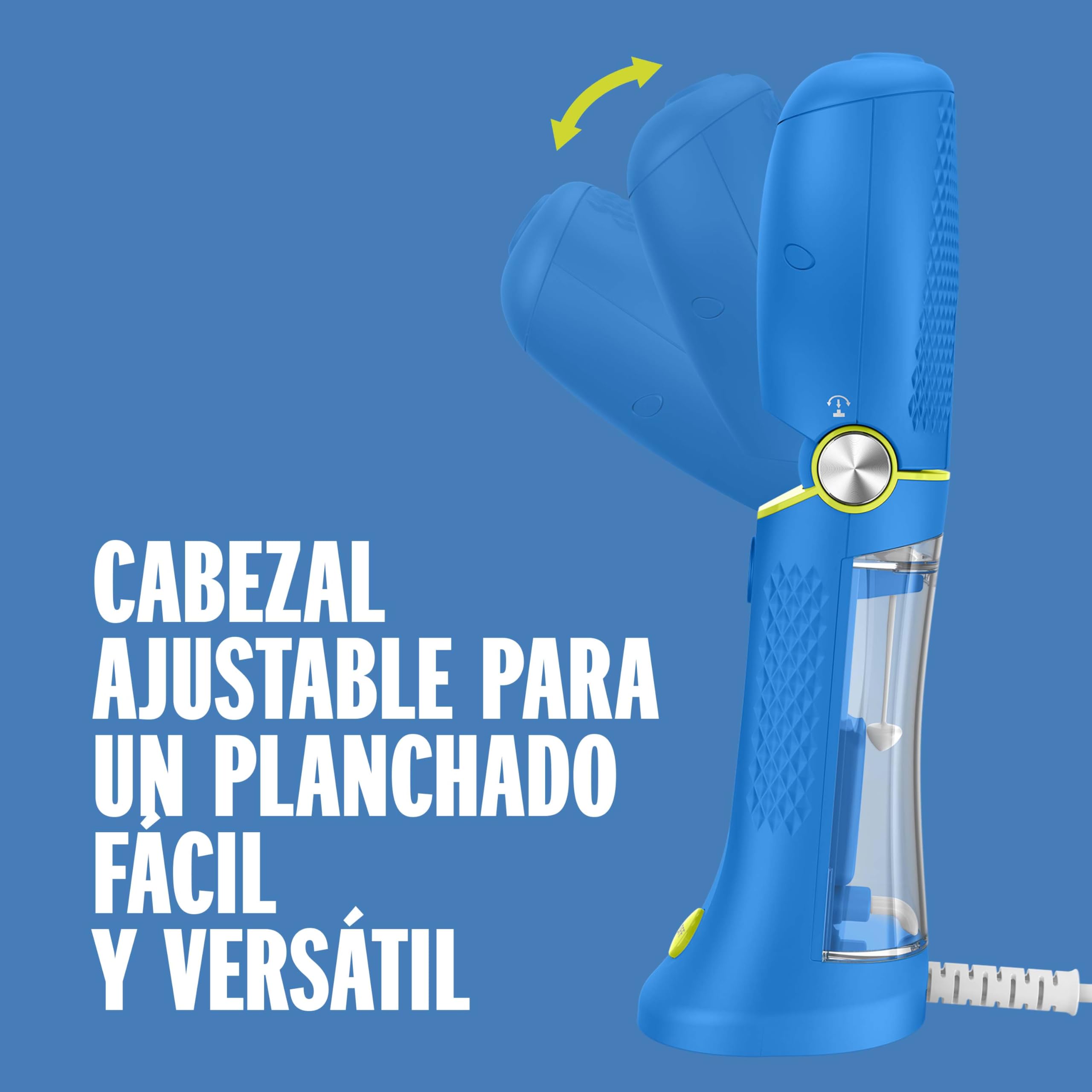 Conair GSC24BLE Plancha de vapor vertical Power Steam, Compacta y ligera, Ideal para viajar, Elimina el 99,9% de las bacterías, Calentamiento rápido, Potencia de 1100 W, Color Azul