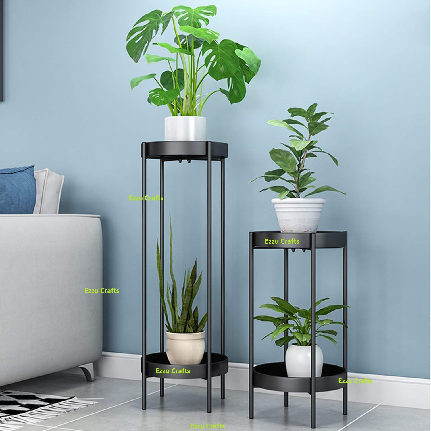 Ezzu Crafts Metal Plants Stand, Black, Standard, 2 Pieces (B081LFKJ2X) Amazon Price History, Amazon Price Tracker