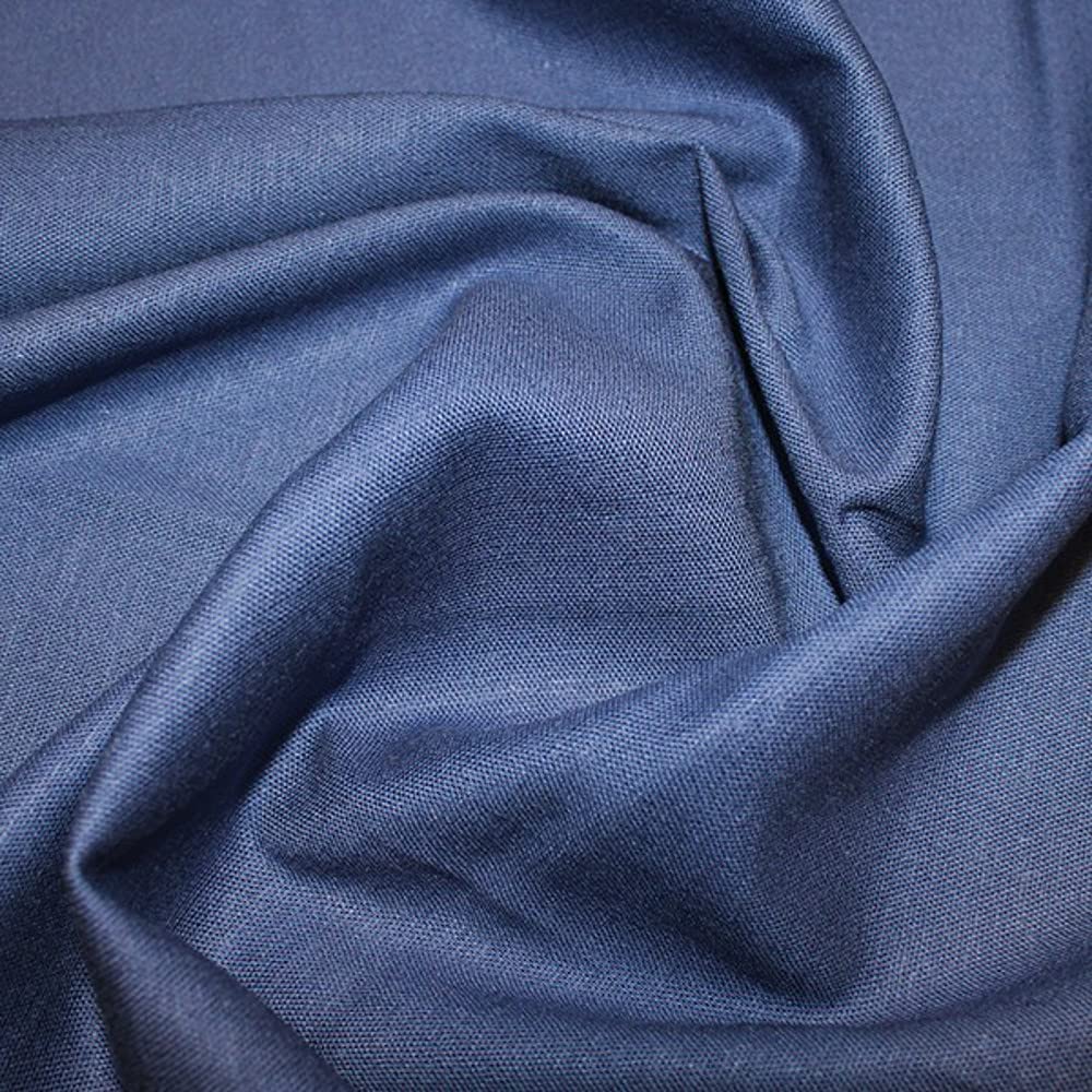 Stretch Linen Viscose Fabric Plain Spandex Dressmaking Curtains 130cm Wide Cushion (Per metre) (Denim)