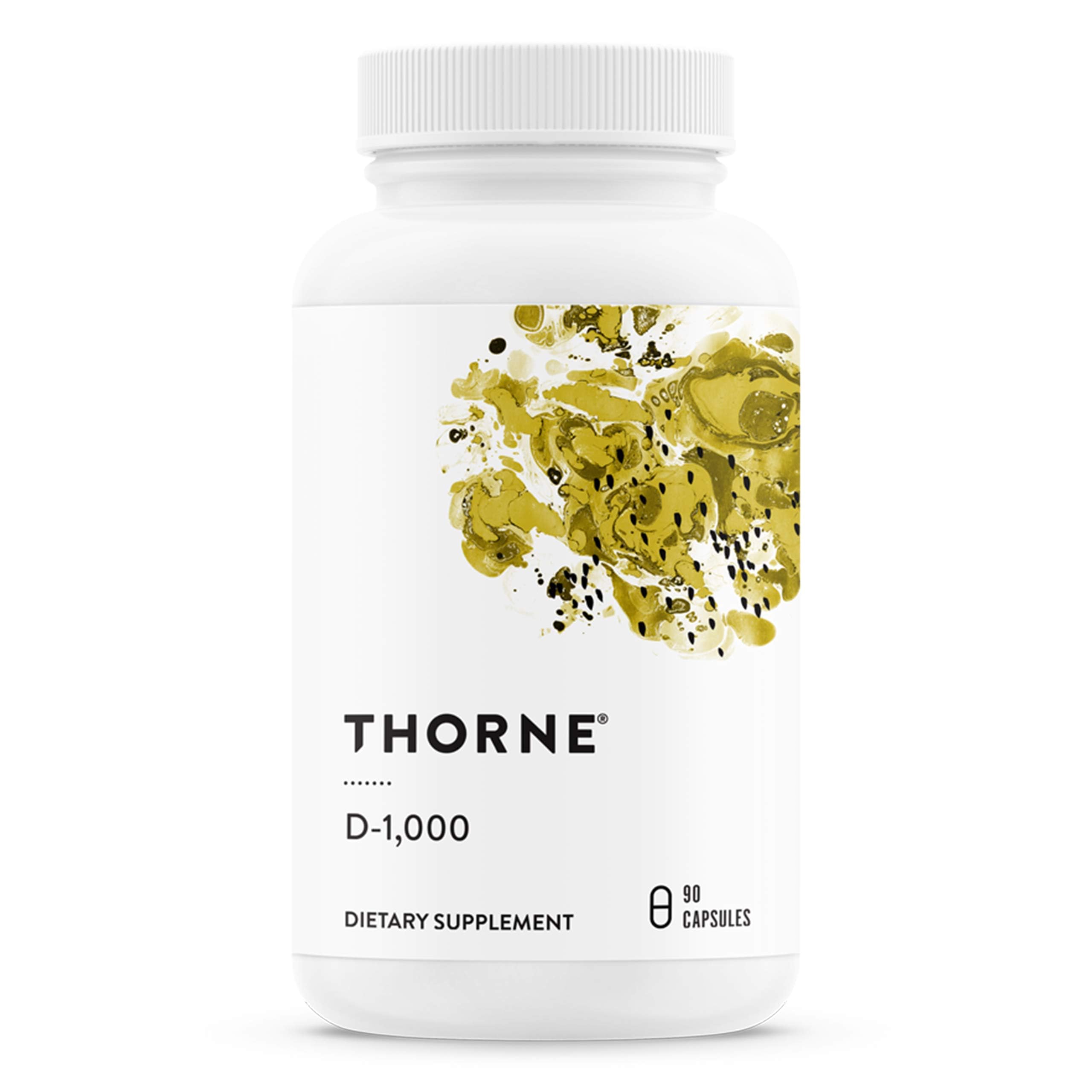 THORNE Vitamin D3 Supplement - Supports Healthy Bones, Teeth Muscles, Cardiovascular & Immune Function - Gluten, Dairy & Soy-Free - 1,000 IU - 90 Capsules