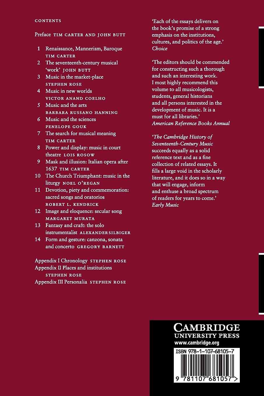 The Cambridge History of Seventeenth-Century Music