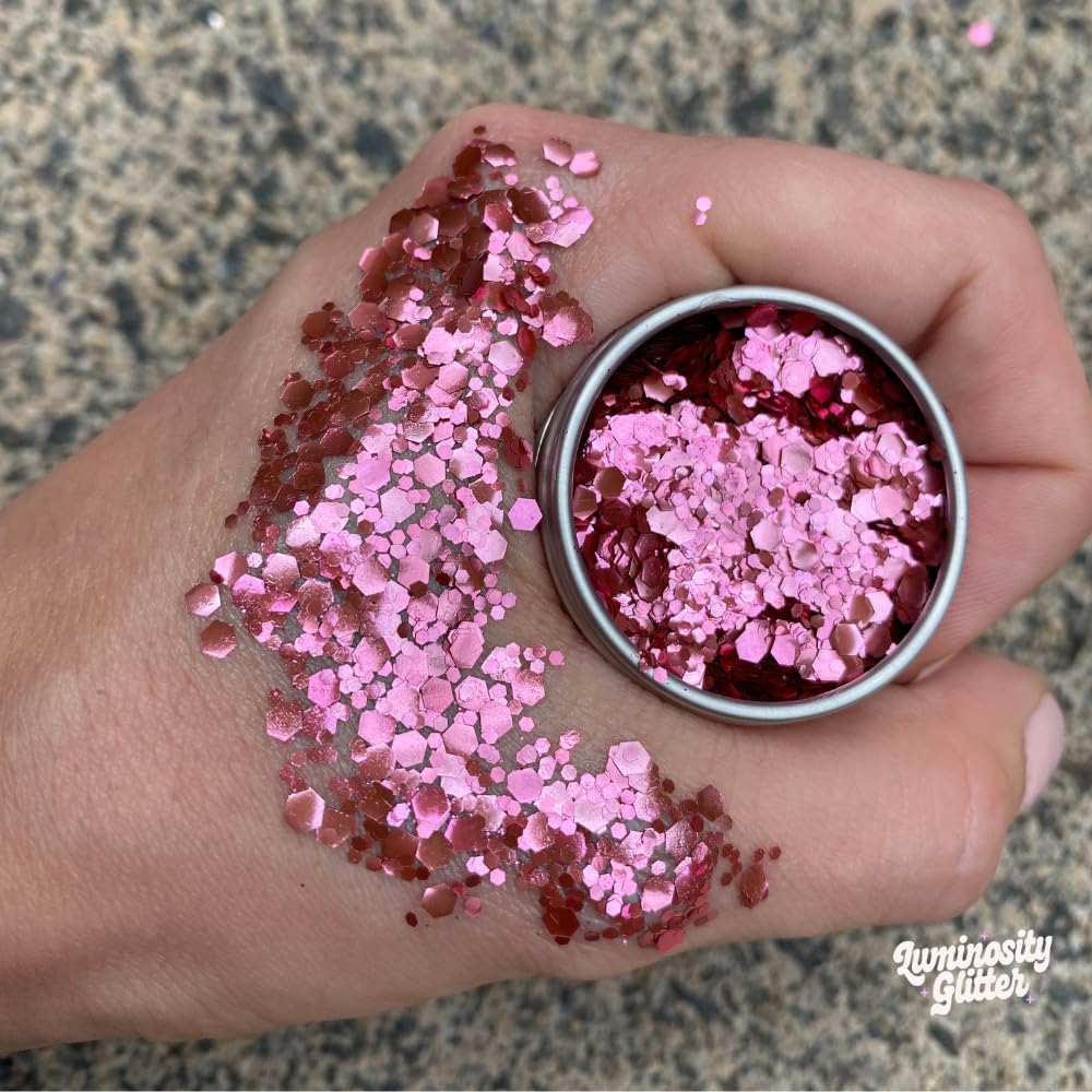 Luminosity Biodegradable Pink Glitter - Chunky & Fine Eco Glitter Mix, Rose Pink - Image 4