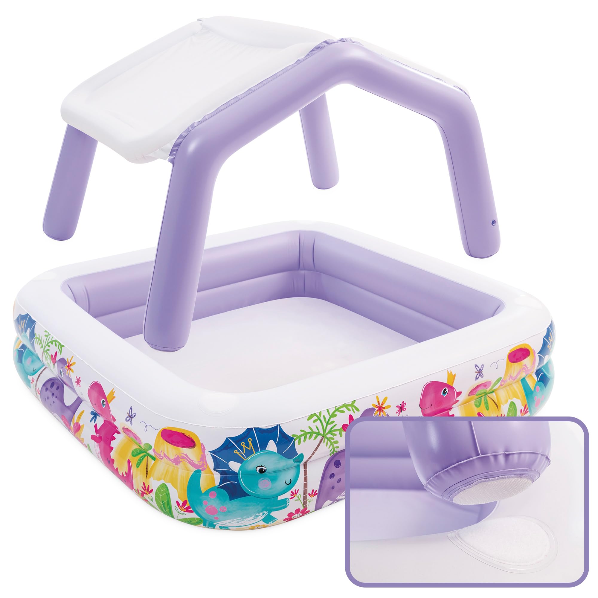 Intex Piscina Hinchable Infantil, 157x157x122 cm, 295 litros, con toldo Desmontable, Diseño acuático, Tapón de desagüe, Uso Exterior, Vinilo Resistente, Parche de reparación Incluido, +2 años (57470)