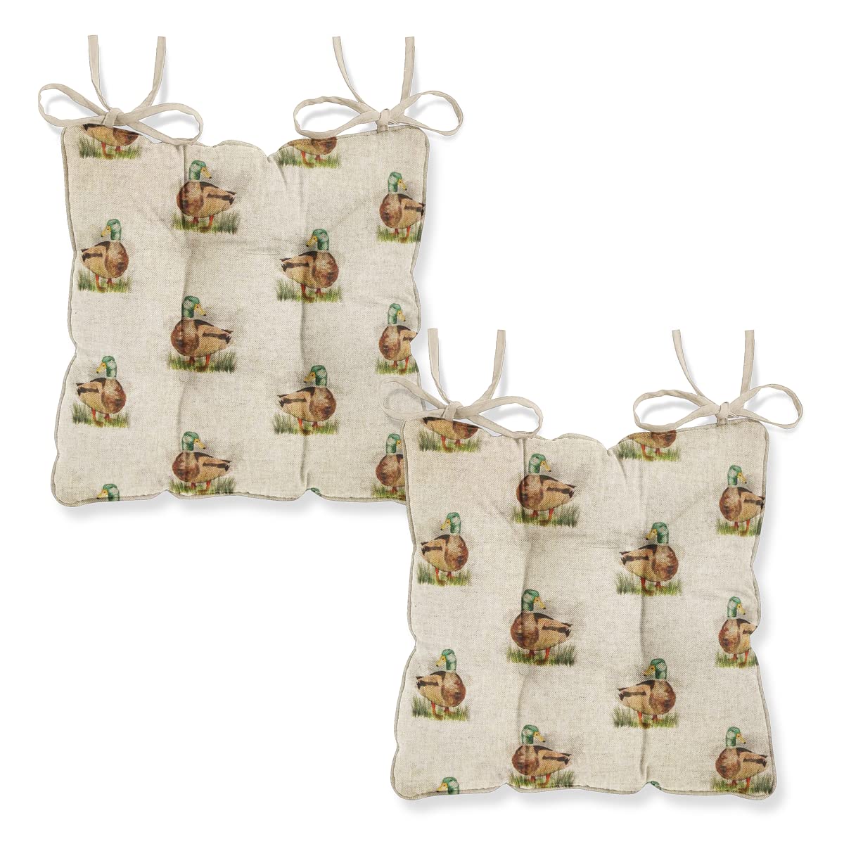 Harrison Cropper Seat Pads for Dining Chair Animal Design Chair Pads with Straps Set of 2 (Duck)