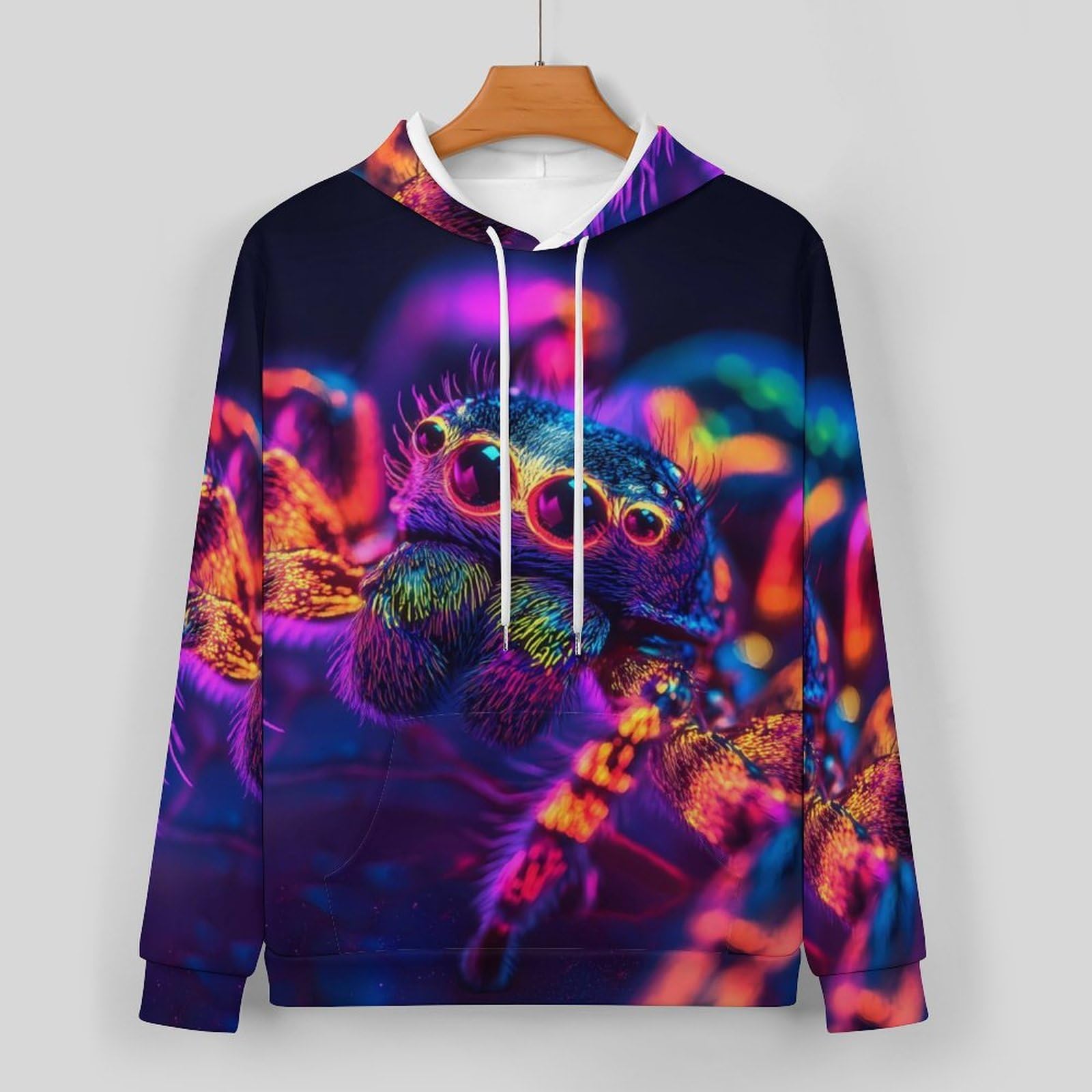Neon Glowing Spider - Conjunto de sudadera de 2 piezas para hombre, conjunto de chándal casual, sudadera cómoda con capucha