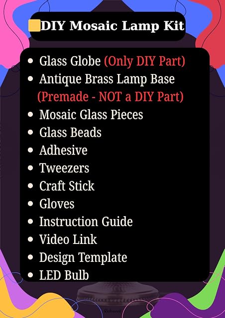 Foto 2 de 8 de DEMMEX Kit DIY Lámpara Mosaico Turca - Set Completo de Artesanía para Adultos y Jóvenes