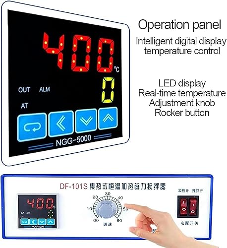 Miniatura 3 de 500W Laboratory Magnetic Stirring Heating Pot, Agitador magnético de placa caliente 2L, Sistema de control de temperatura de pantalla digital, Baño