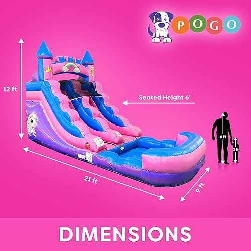 Miniatura 6 de Pogo Bounce House Trío inflable rosa para niños