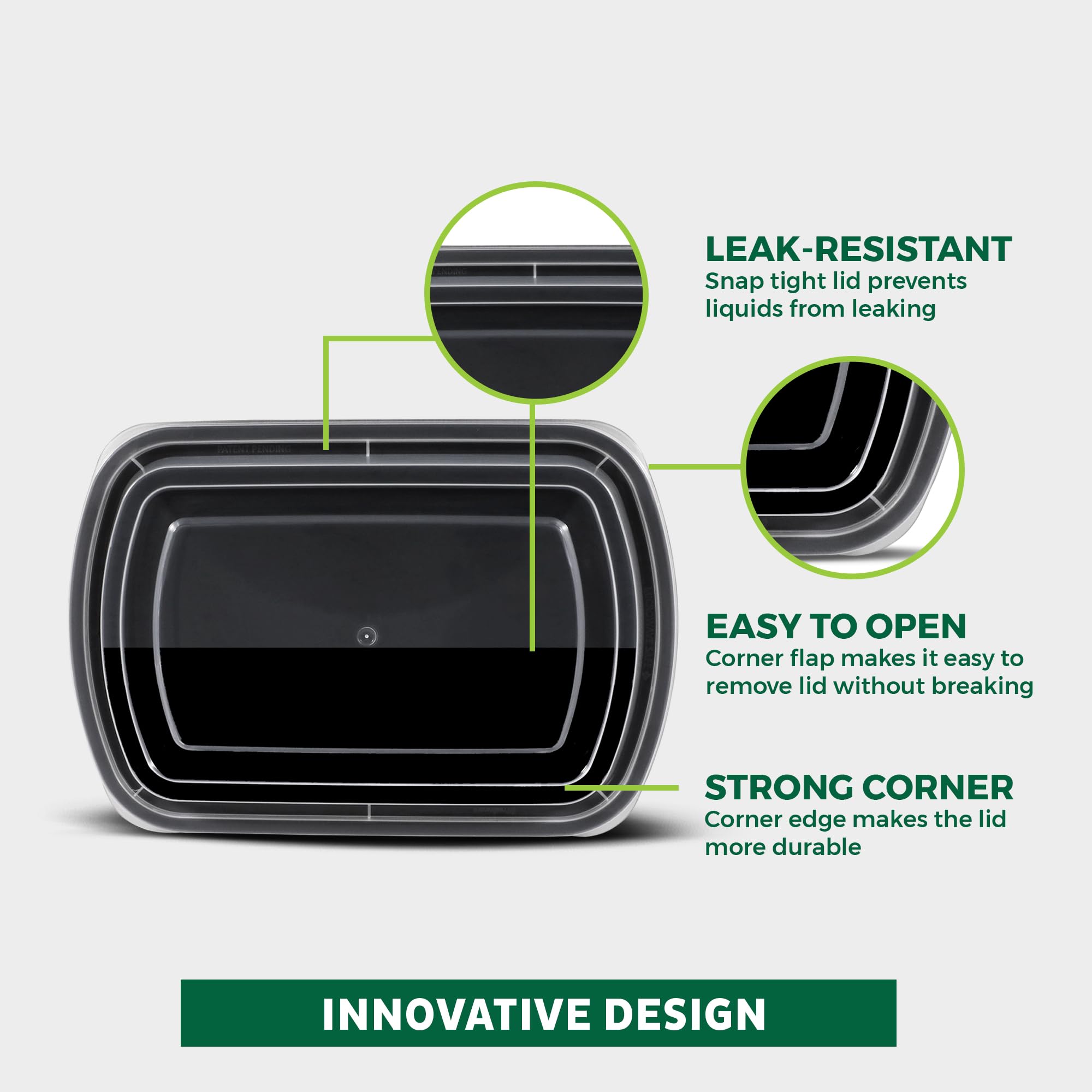 Freshware Bento Box Contenedor de preparación de comidas, 32, 1 compartimento, paquete de 150, 32 onzas