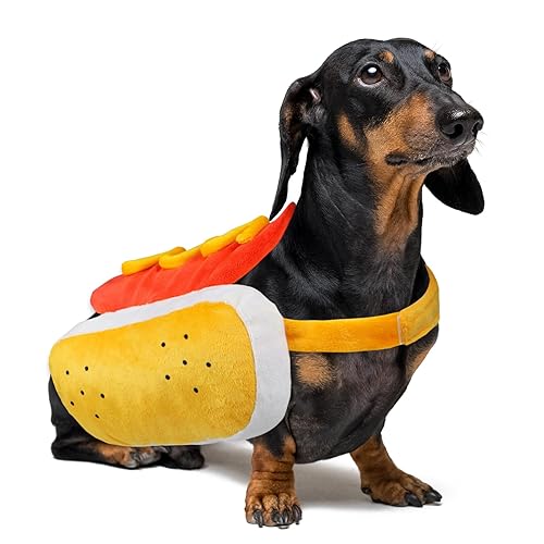 PAYHTOW Dog Halloween Costumes Funny Pet Dogs Hot Dog Costume for X-Small Small Medium Dogs Cats Pets (Medium) - Medium