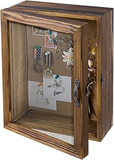 MyGift 11x14 Deep Shadow Box Frame with Cork Board Backing and Acrylic P...