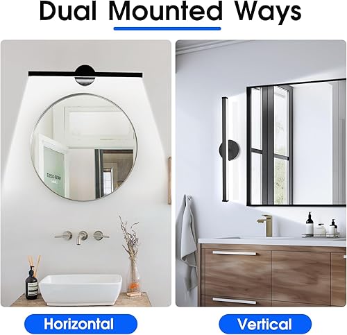 Miniatura 3 de Energetic 5CCT - Iluminación giratoria de tocador con luz nocturna, lámpara de pared negra de 15 W sobre espejo, barra de iluminación LED de