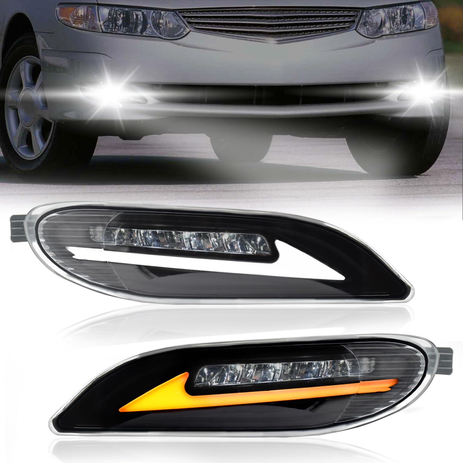 LED Fog Lights with DRL and Dynamic Turn Signal for Toyota Camry 2002-2004/ Corolla 2005-2008/ Solara 2002-2003