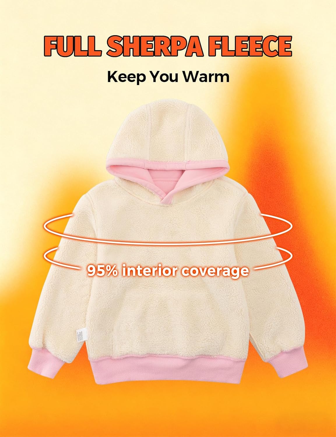 Spring&Gege Boys Girls Fleece Sherpa Lined Hoodie Kids Winter Warm Pullover Hooded Sweatshirts - Image 3