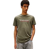 Tommy Jeans Uomo T-Shirt Maniche Corte Tee Regular Fit, Verde (Pewter Green)