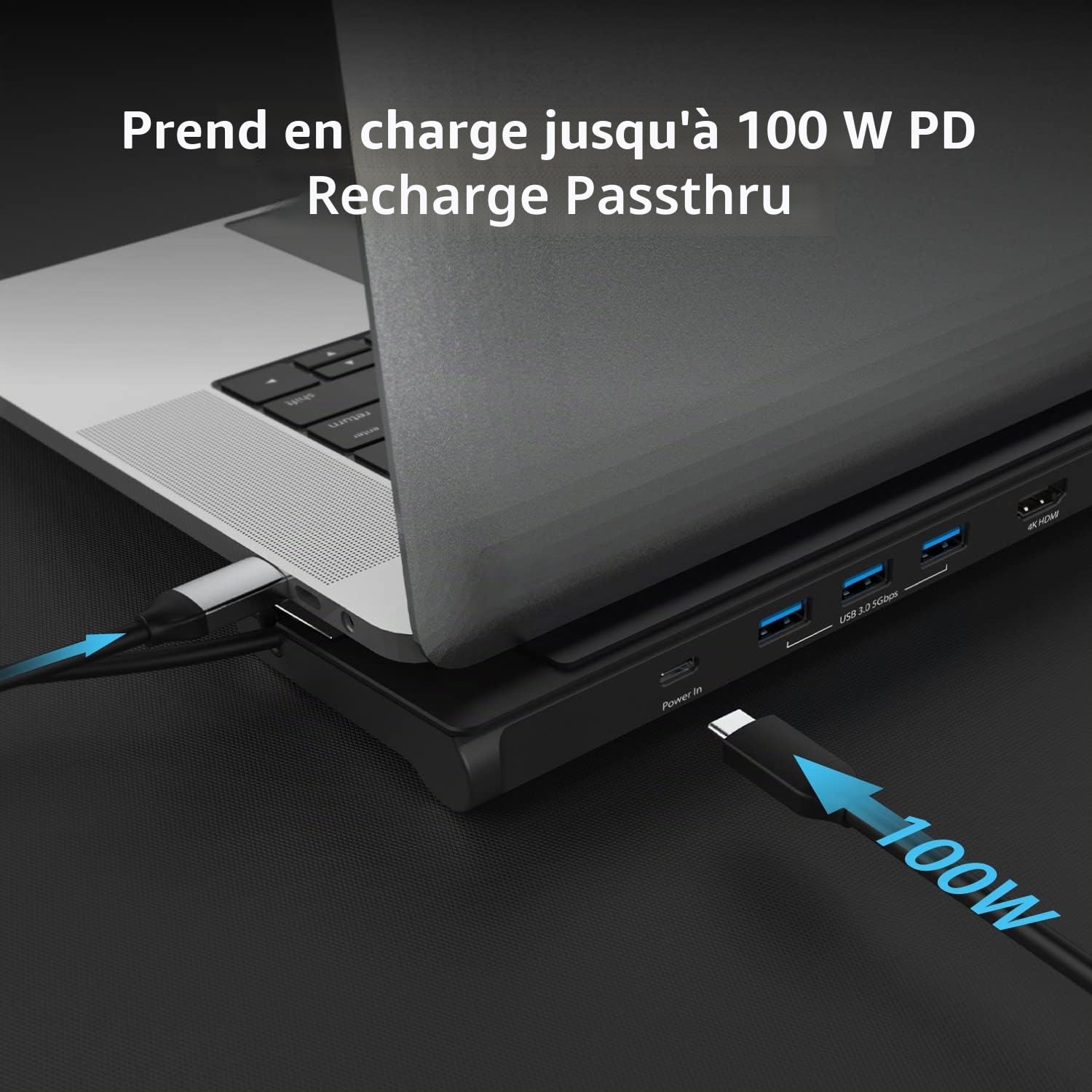 j5create Station d'accueil USB-C Double HDMI (10-en-1) | 4K + 1080p HDMI Display, 5Gbps USB-A x3, carte SD, PD 100W, RJ45 Ethernet, pour MacBook et Windows Laptop (JCD542)