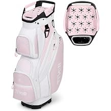Tivor 15 Way Golf Cart Bag Silent T-Lock,Dividers,Camo Pink Black | Full-Length,Oversized putter well,12-pocket storage,insulated cooler,water-resistant fabric,rugged styling and stable base.