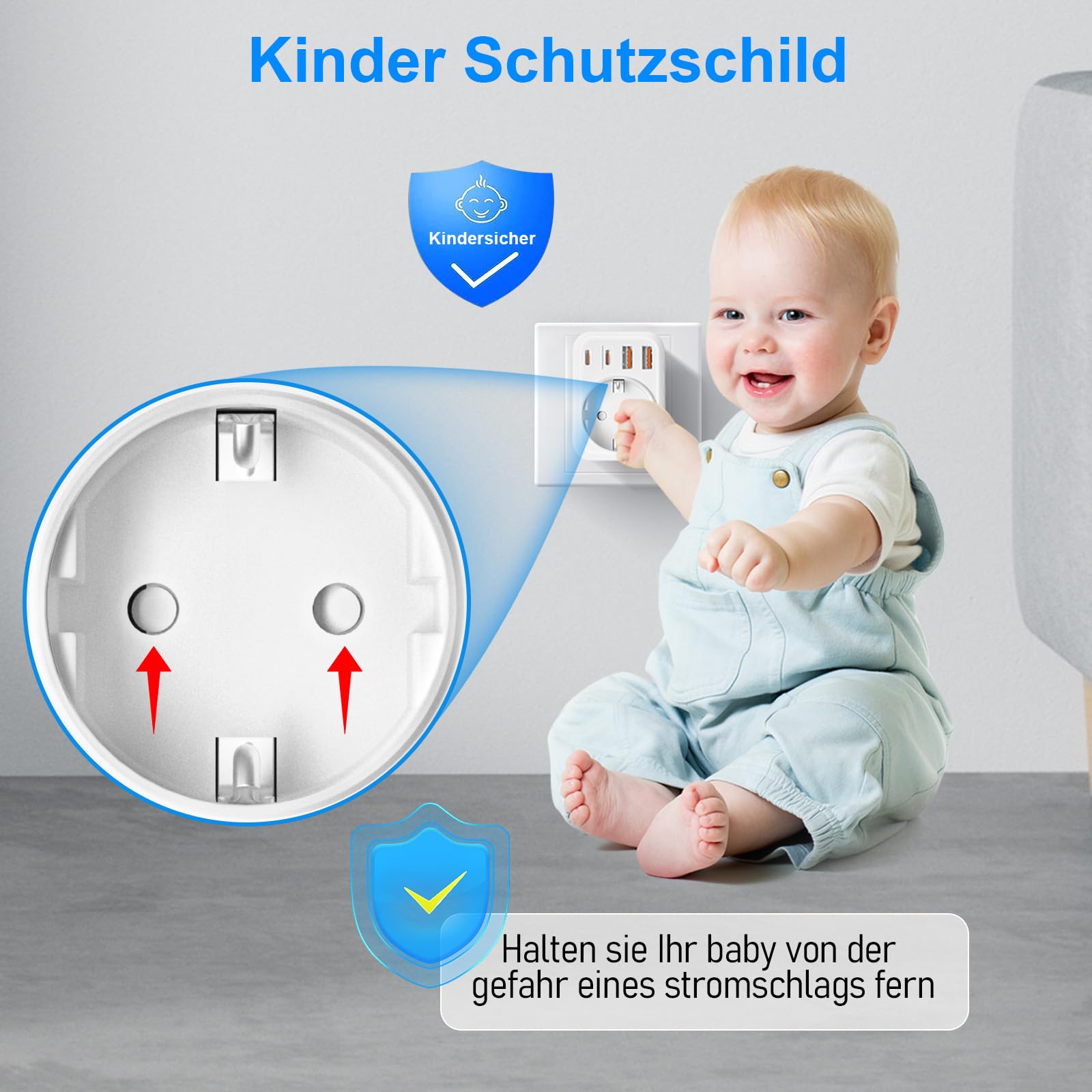 Reiseadapter UK Adapter England Deutschland Stecker mit 1 AC & 2 USB-C & 2 USB-A(3.4A), Reisestecker Typ G Steckdose UK Auf DE EU Steckdosenadapter für England, Irland, Malta, Malediven,Sri Lanka usw - Image 4