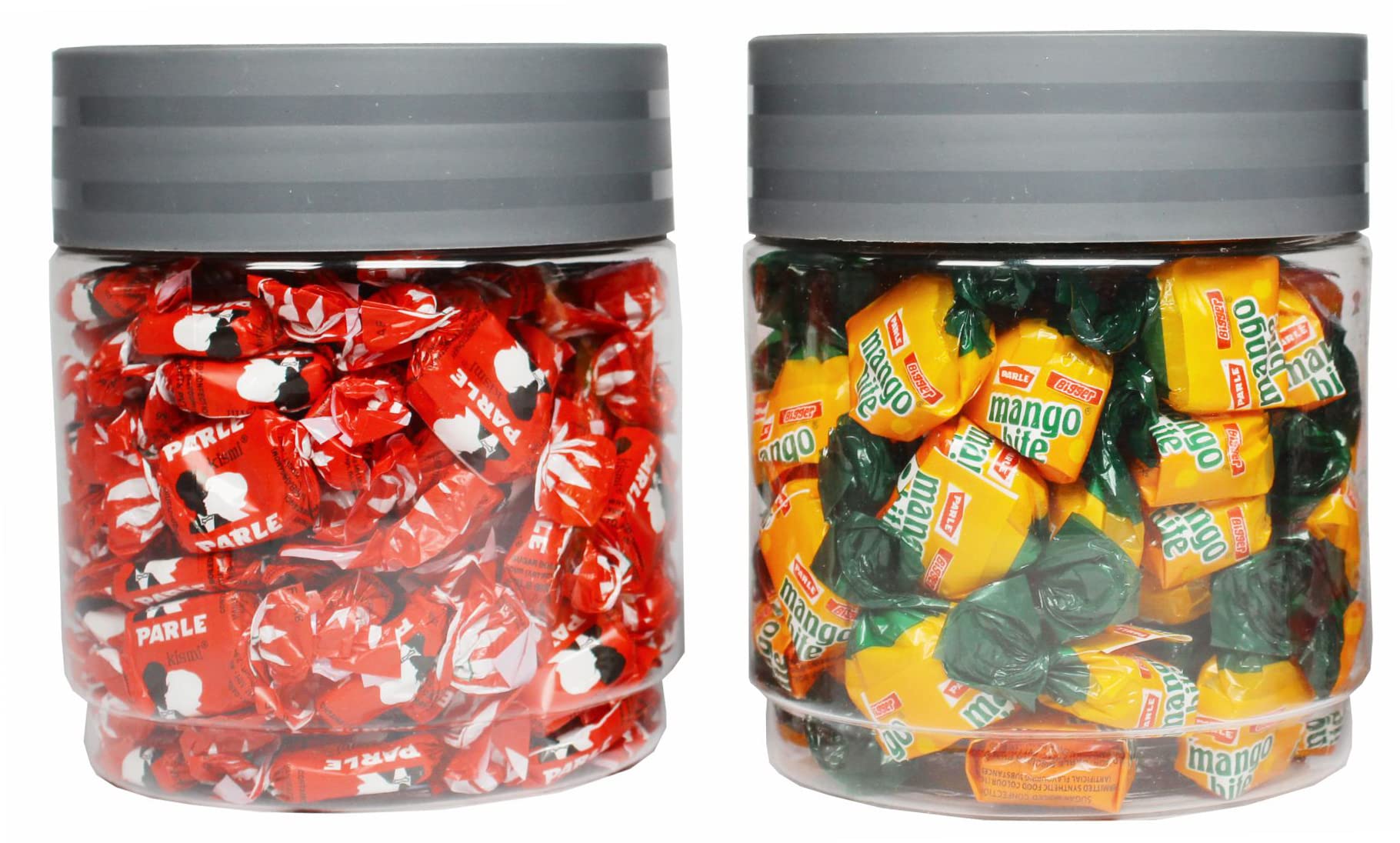 PEARLPET Modedge Plastic Jar Airtight container set for kitchen with Spoon, Set of 2 Pieces, Grey, 700 ML for dry fruits, masala, Dals, Rice, Sugar, Tea, Coffee, Cookies, Biscuits