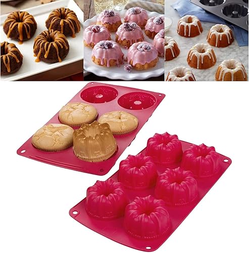 Miniatura 6 de Webake Fancy - Molde de silicona antiadherente para tartas, molde para hornear pasteles Kugelhopf, paquete de 2