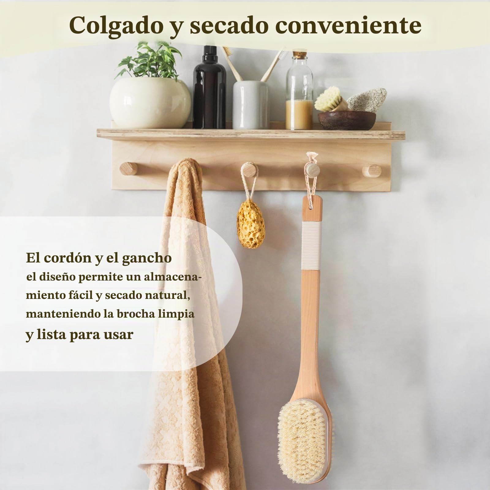 Blendura Cepillo Espalda Ducha, 43 cm Cepillo Exfoliante Corporal Cepillo Ducha Doble Cara con Cerdas Rígidas y Suaves con Mango Largo