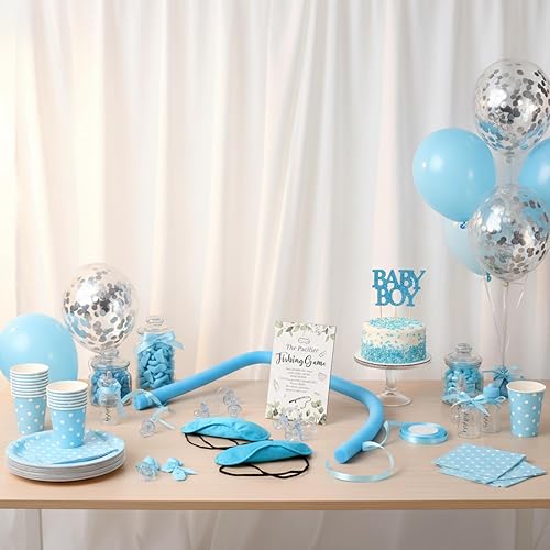 Miniatura 4 de Capoda Juego de 64 piezas para baby shower, actividades divertidas, juego de pesca con chupete con 50 chupetes, 6 varillas de espuma, 6 máscaras