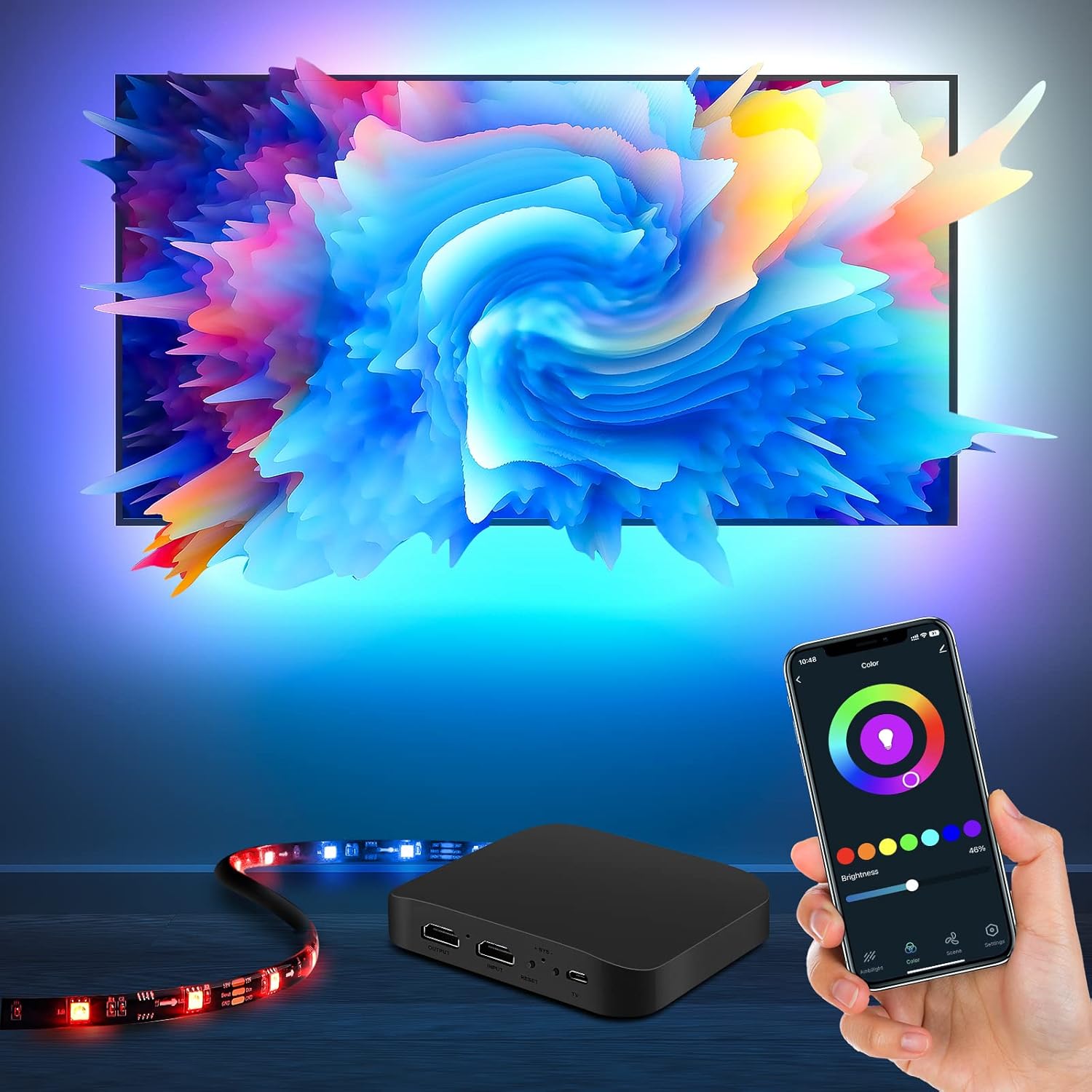 TV LED Backlight with HDMI Sync Box, Immersion Screen and