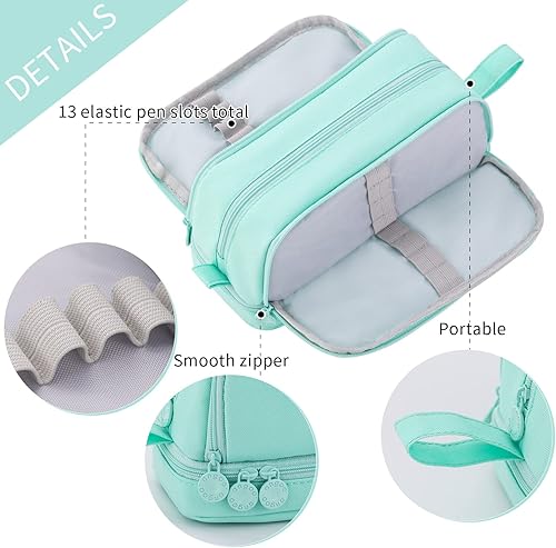 Miniatura 4 de CICIMELON Estuche para bolígrafos y lápices de gran capacidad con 4 compartimentos, bolsa organizadora de múltiples ranuras estética para útiles