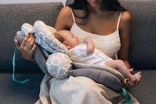 Miniatura 3 de Almohada de lactancia para lactancia materna y biberones, ideal para alimentar recién nacidos de 0 a 5 meses, 100% algodón, cojín de apoyo ajustable