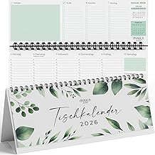 Desk Calendar 2026 Landscape with Stand - Weekly Calendar for Standing Up as Standing Calendar - Calendar 2026 Desk Calendar Office - Desk Calendar 2026 Weekly Overview - Sustainable & Climate