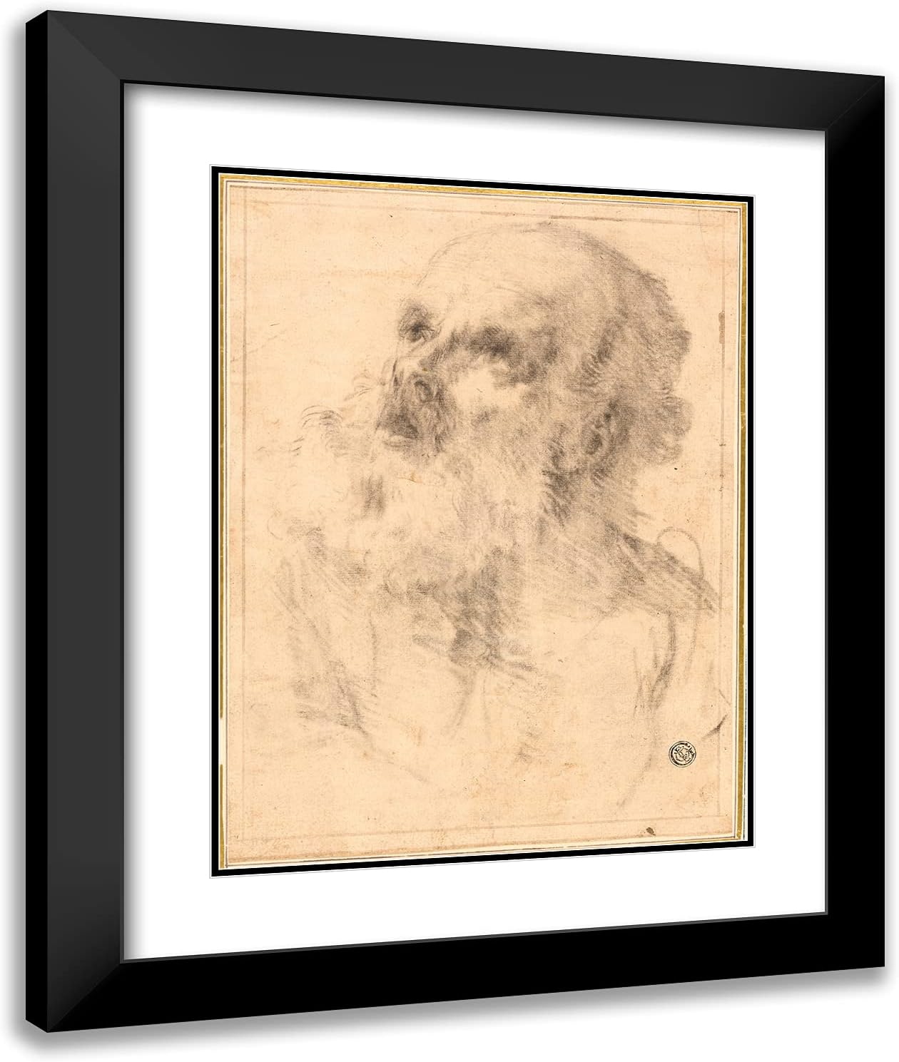 ArtDirect Bartolome Esteban Murillo 20x24 Black Modern Framed and Double Matted Art Print Titled Head of an Old Man