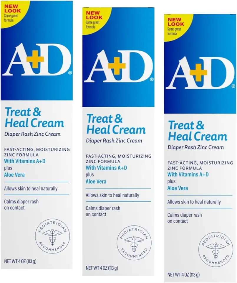 A+D Diaper Rash Cream Zinc Oxide, 4 Ounces each (Pack of 3)
