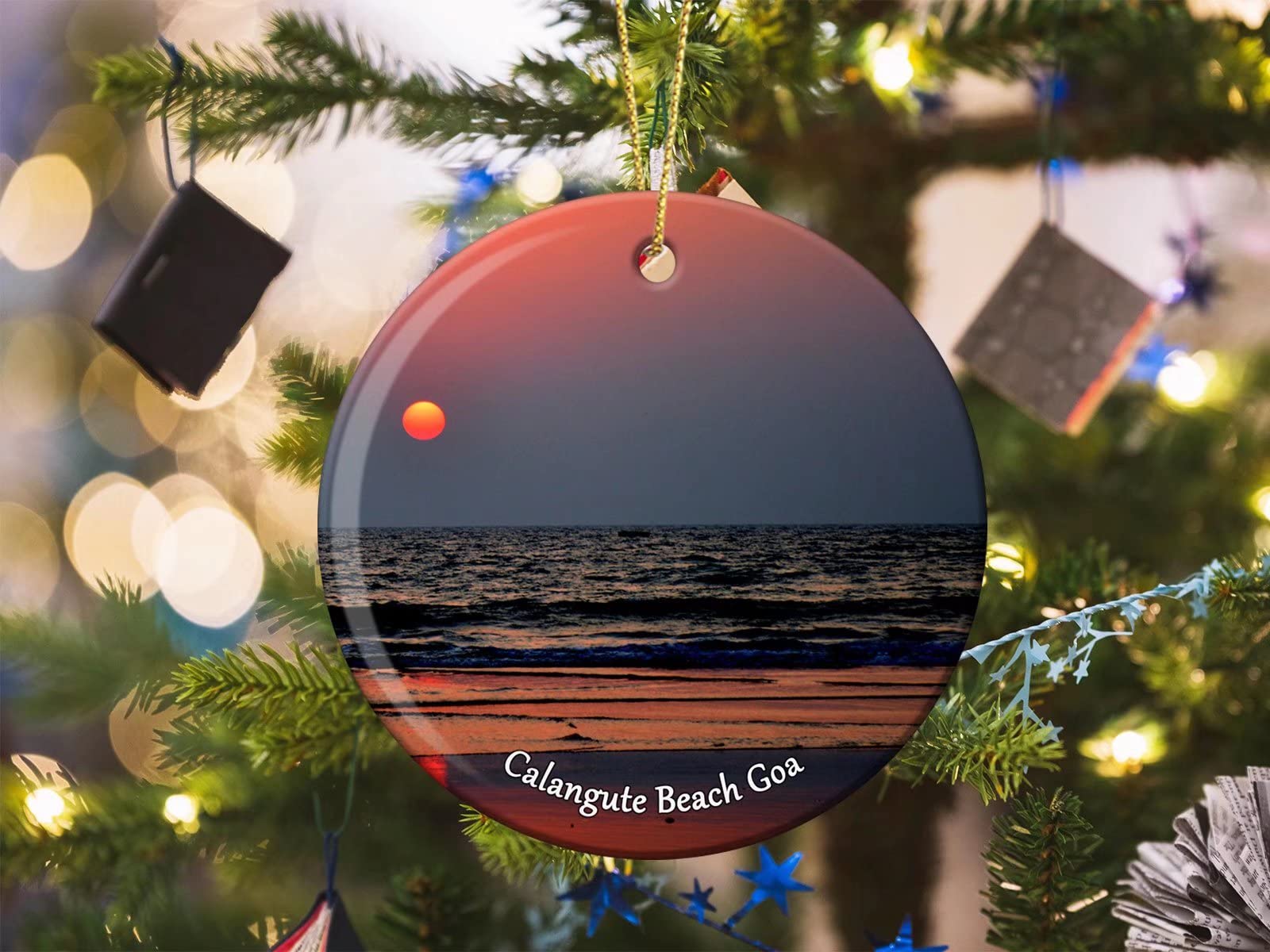 Amazon.com: India Calangute Beach Goa Christmas Ornaments for Tree Ceramic Pendant Double Sided Ornament Decor Xmas Gifts Porcelain Hanging Travel Souvenirs Birthday Gift for Family Son : Home & Kitchen