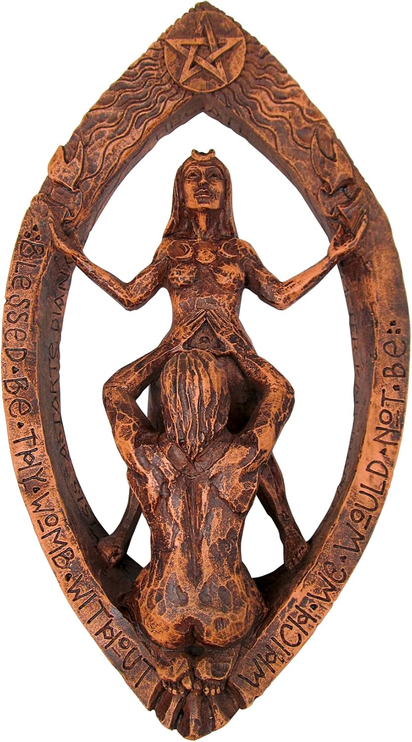 Dryad Design Wiccan Pagan Ritual Wall Plaque - Drawing Down The Moon Art (Wood Finish)
