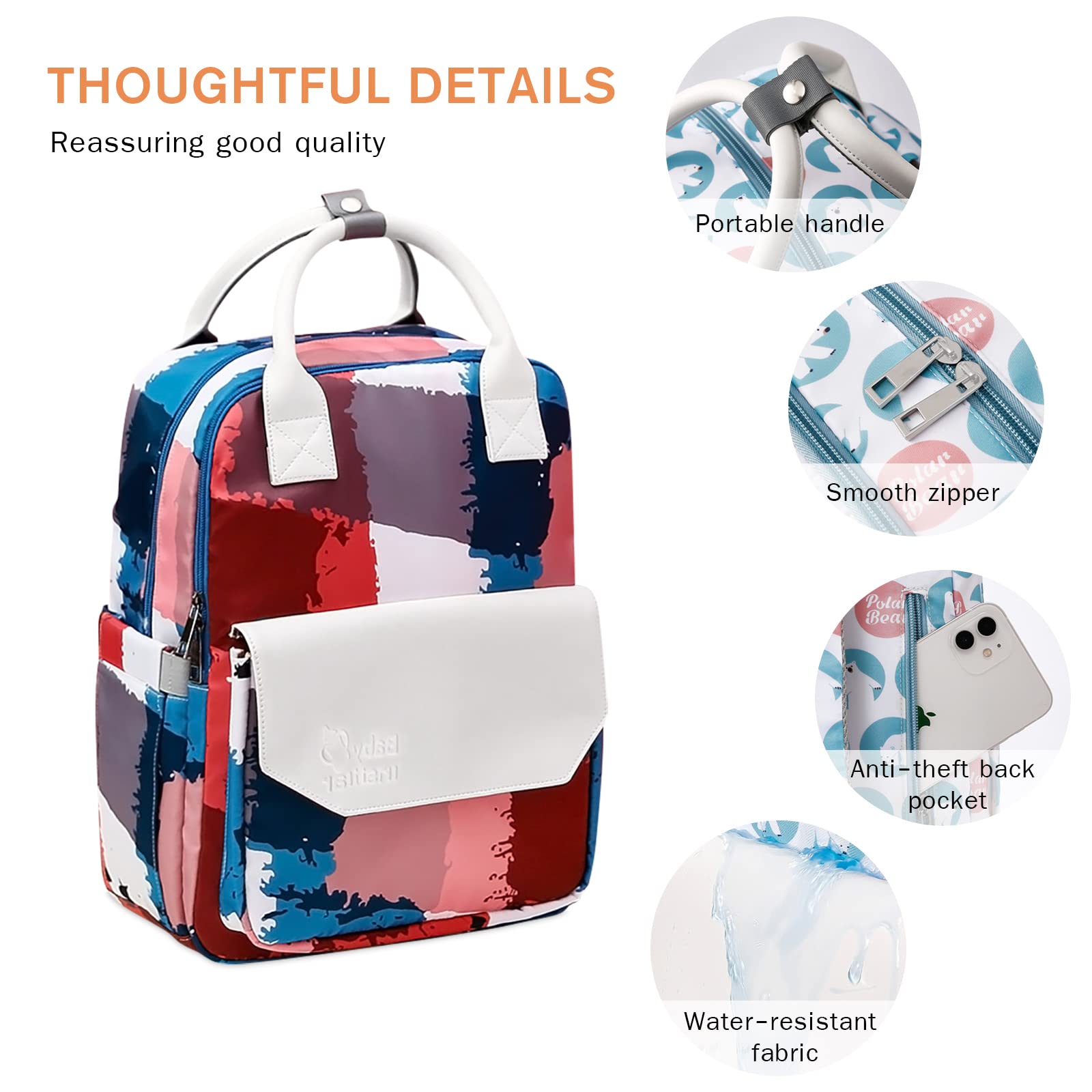 SONARIN Zaino Fasciatoio Alla Moda,Borsa per Pannolini Leggero Impermeabile Zaino Mamma Grande Capacità Neonato Borsa Fasciatoio da Viaggio con Fasciatoio & Ganci per Passeggino(Pittura Moderna)