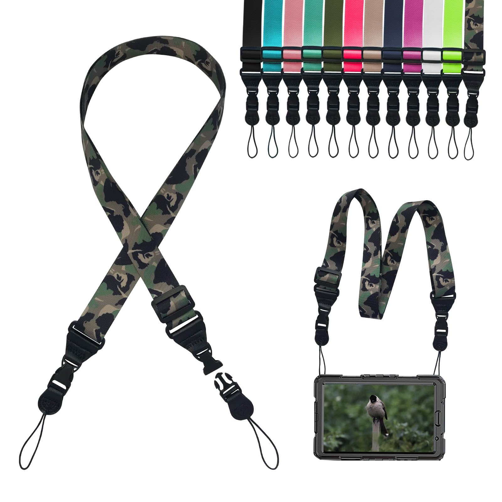 Gowjaw Adjustable Shoulder Strap:Comfortable iPad Strap Nylon Neck Lanyard for iPad/Samsung Tablet Case,Camera Binocular Crossbody Laptop Luggage Bag(Camouflage color)