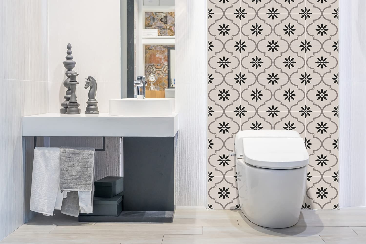Decormat Selbstklebende Vinyl Spritzschutz 100x50cm Deko Aufkleber Bodenbeläge PVC für die Küche zum Badezimmer Wandaufkleber Selbstklebende Tapete - Arabisches Blumenmuster