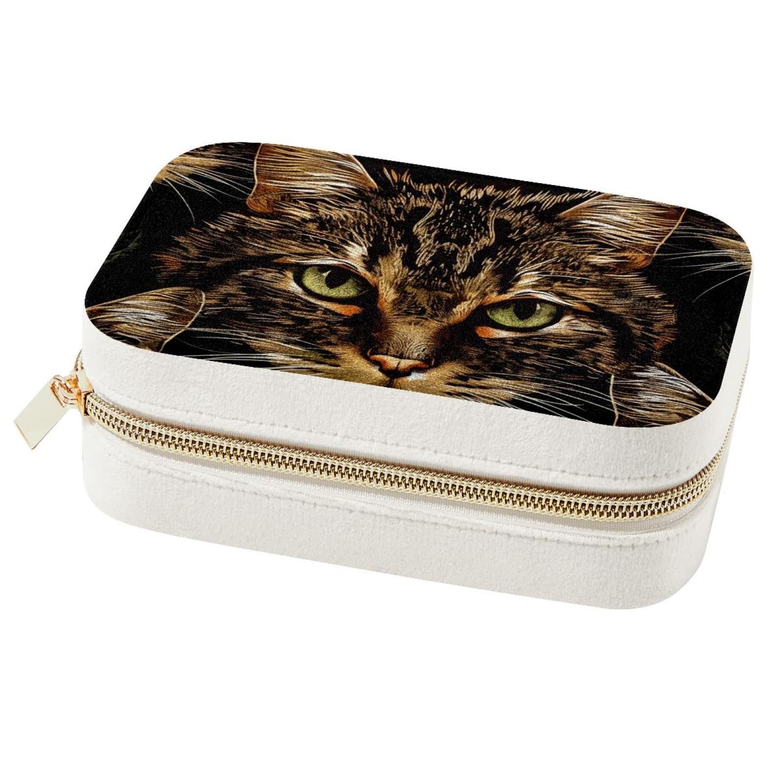 Boîte à bijoux voyage chat sauvage le rangement portable de vos colliers et bagues