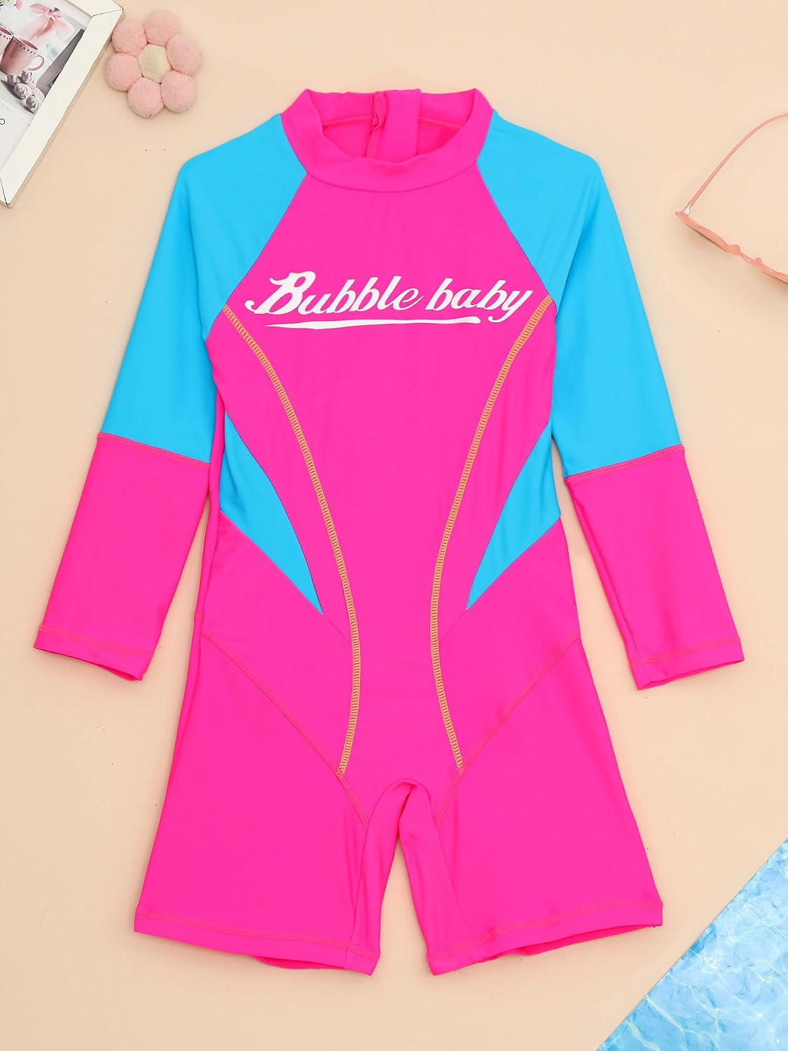 iiniim Kids Boyleg Swimsuit UPF 50+ Rash Guard Long Sleeve Back Zippy Swimwear Surfing Bathing Suit